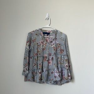 Floral blue float baby doll shirt!